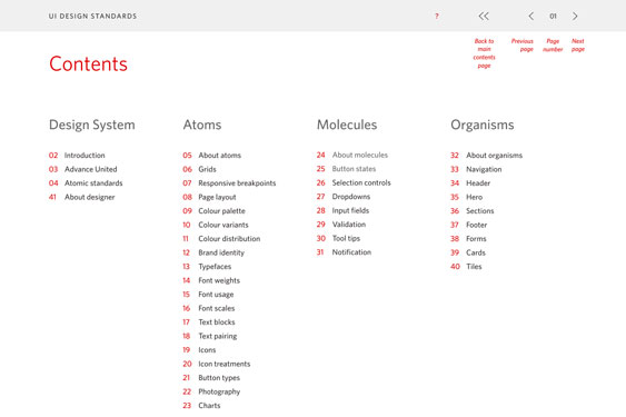 Advance United - UI styleguide designed by Filip Jansky