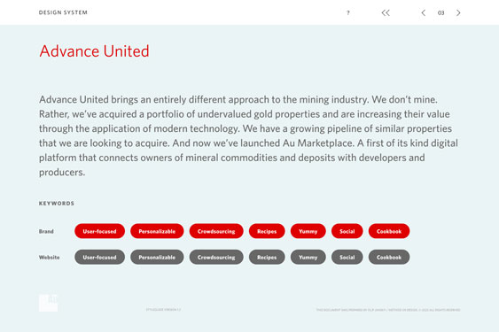Advance United - UI styleguide designed by Filip Jansky