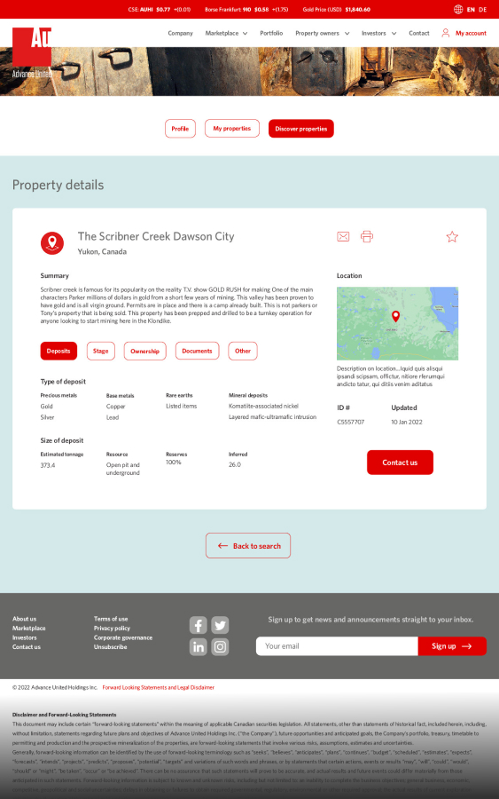 Advance United - Web App designed by Filip Jansky