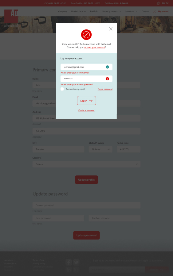Advance United - Web App designed by Filip Jansky