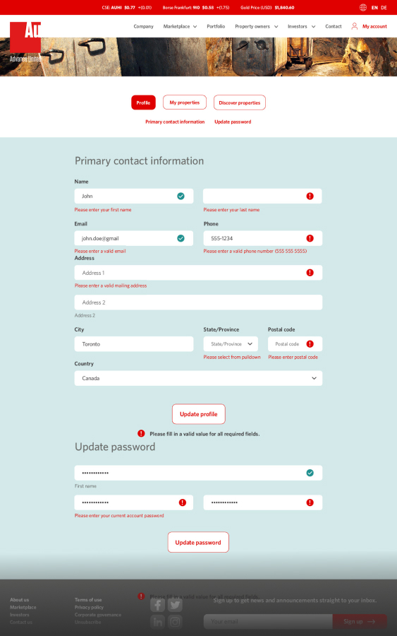 Advance United - Web App designed by Filip Jansky