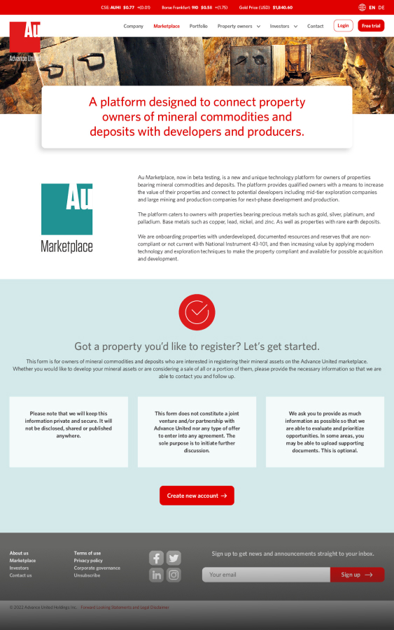 Advance United - Web App designed by Filip Jansky