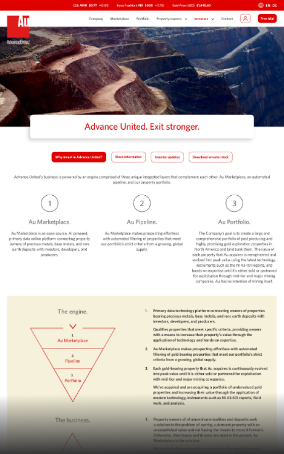 Advance United - Website designed by Filip Jansky
