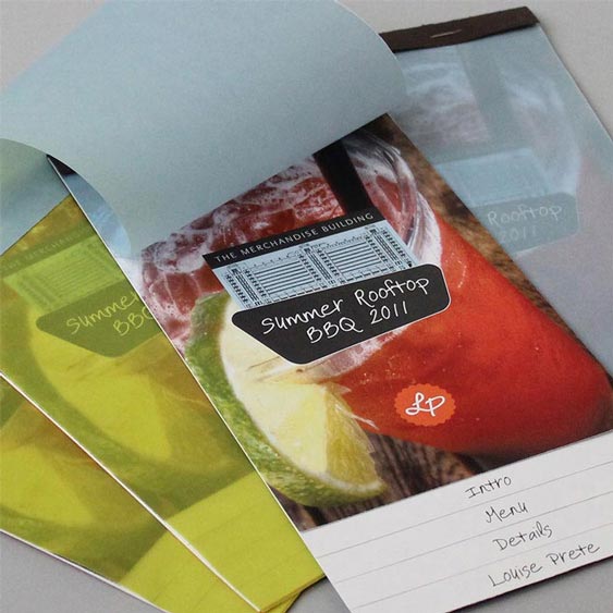 Louise Prete Fine Foods catering event menu design by Filip Jansky